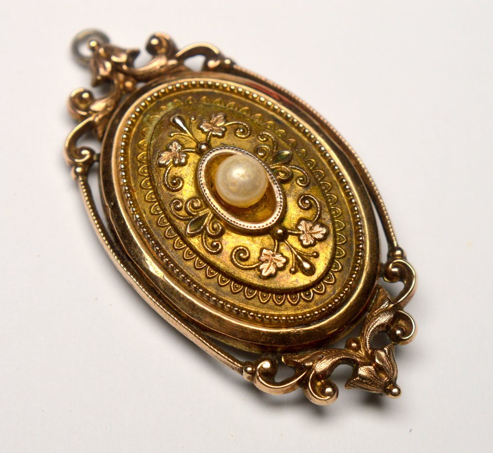 Zonder minimumprijs - Hanger 9 kt. goud gevuld, zilver Parel - Medaillon #1.0