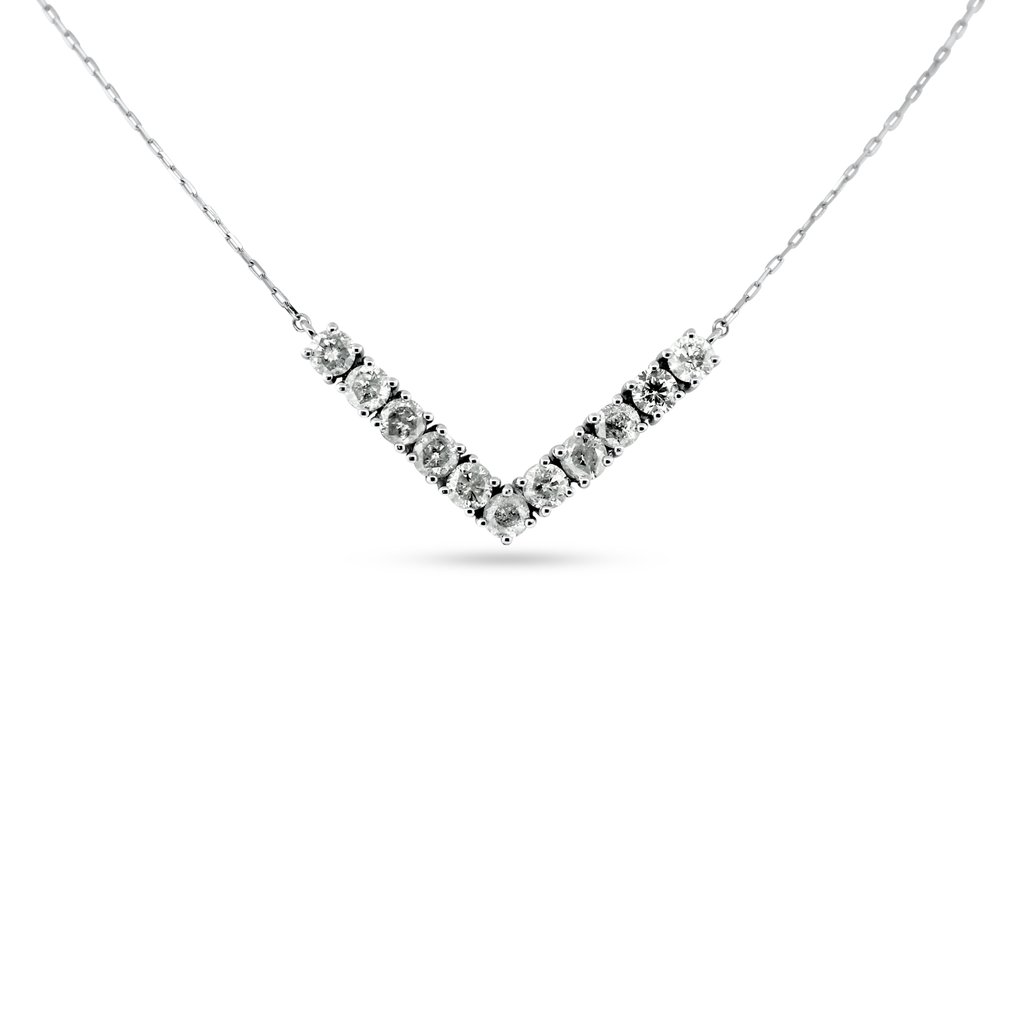 沒有保留價 - 吊墜頸鏈 - 14 克拉 白金 -  2.72ct. tw. 鉆石 (天然) - E-I COLOR #1.0