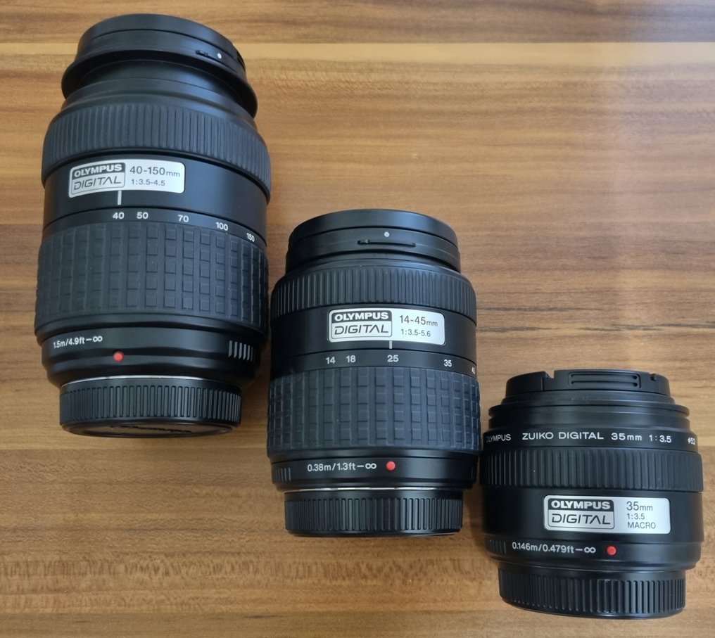 Olympus Zuiko 35mm F3.5 Macro + Zuiko Digital 14-45mm F3.5-5.6 + Zuiko Digital 40-150mm f3.5-4.5 zoomlens Projectielens #3.2