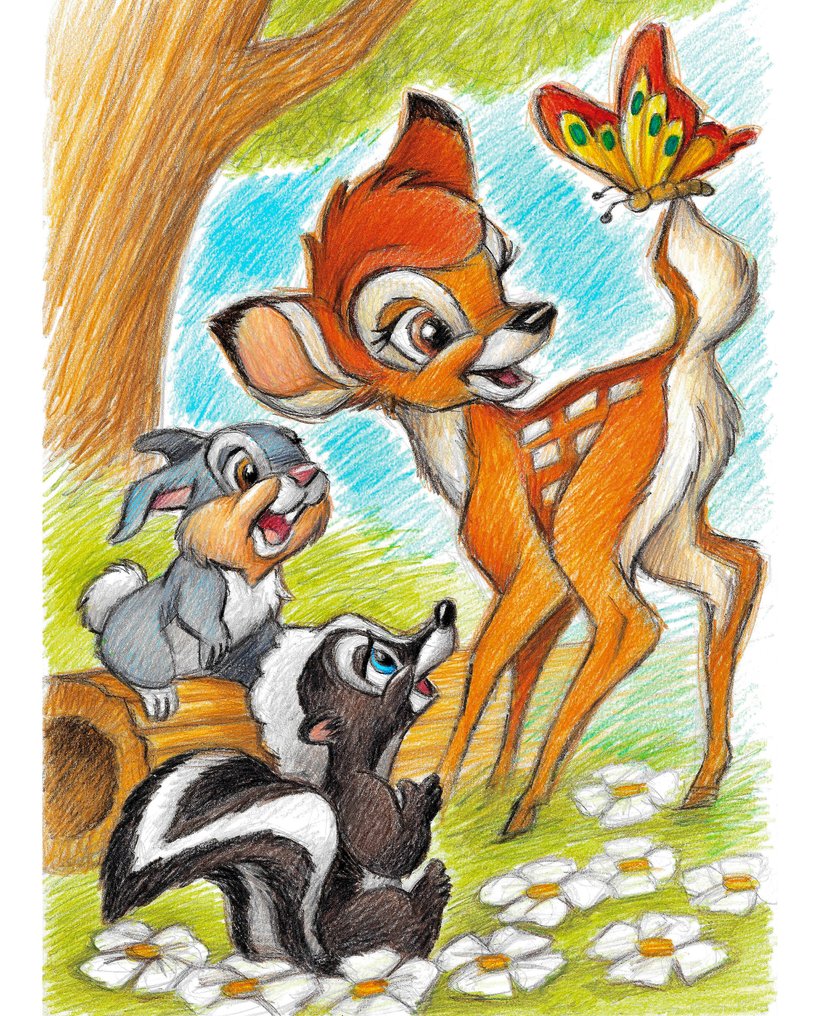 Joan Vizcarra Giclée - Bambi, Thumper & Flower – Hand Signed #1.0