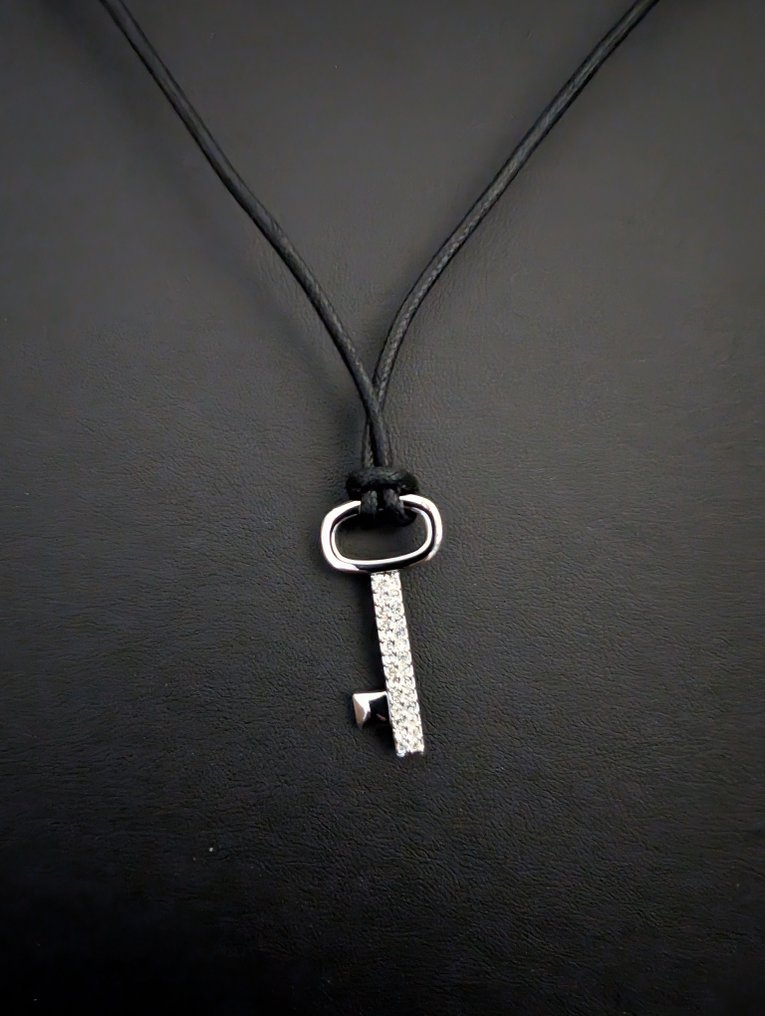 Άγαλμα, Swarovski collier - 3.2 cm - ροδίου και σχοινί #1.0