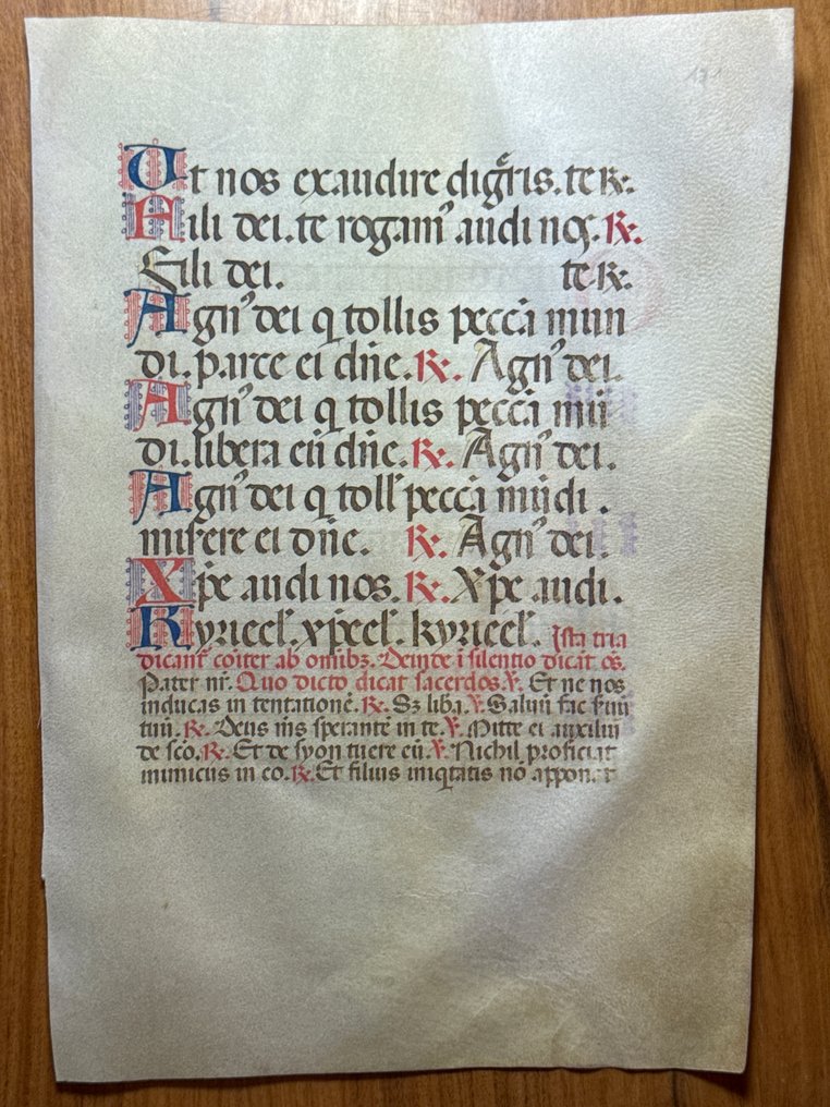 Italian scriptorium of the Middle Ages - Breviary illuminated leaf on vellum Italy 8 initials in red and blue colours - 1450 #1.0