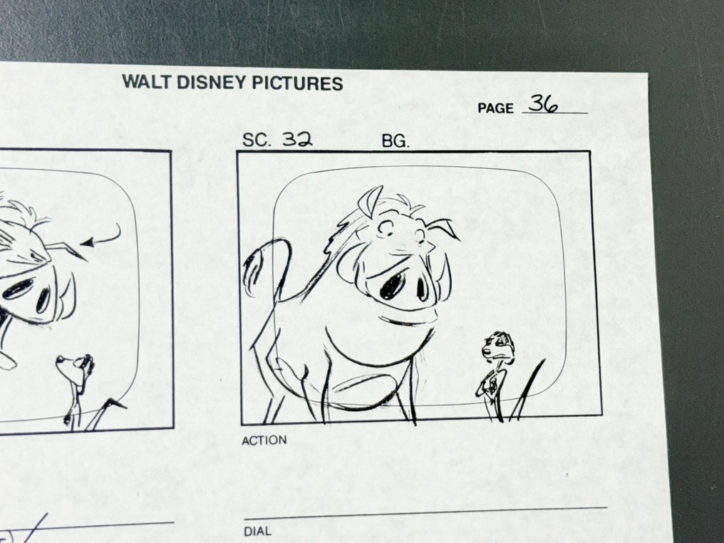 Walt Disney - Production Storyboard Page, signed by animator (very rare) - Timon & Pumbaa (1995) #3.2