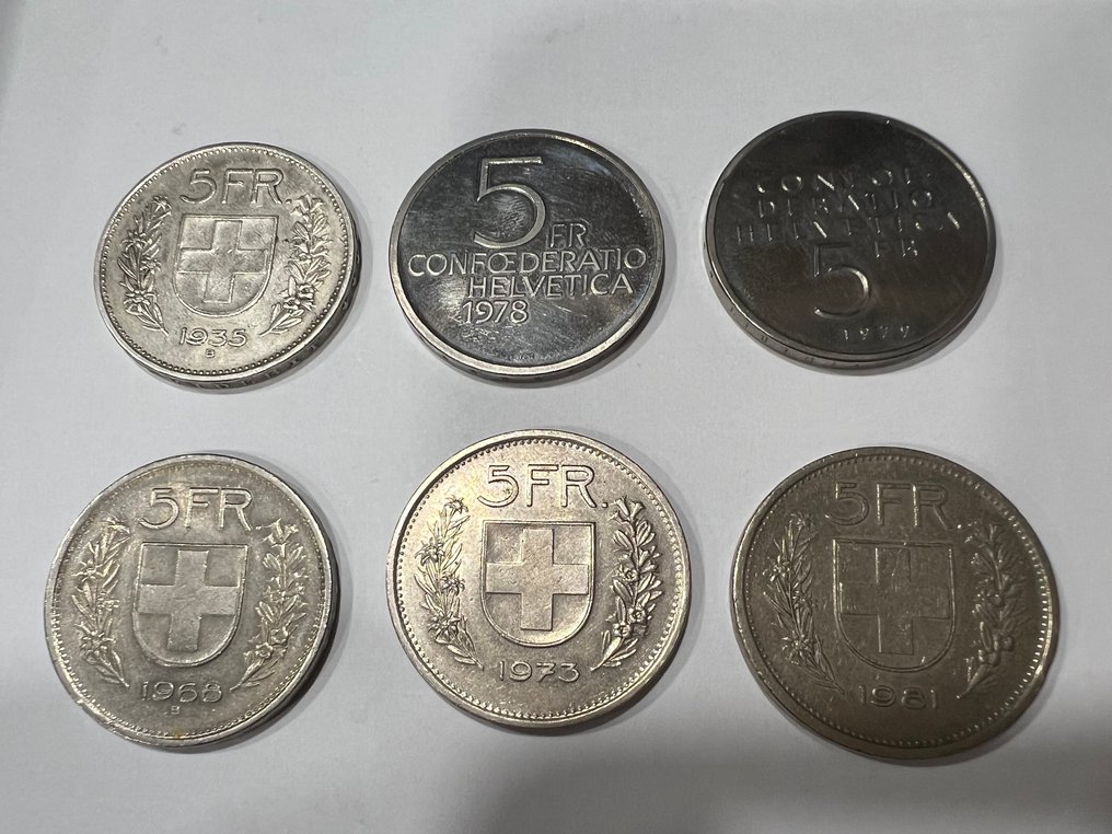 Switzerland. 5 Francs 4x 1939/1974, incl. silver  (No reserve price) #2.1
