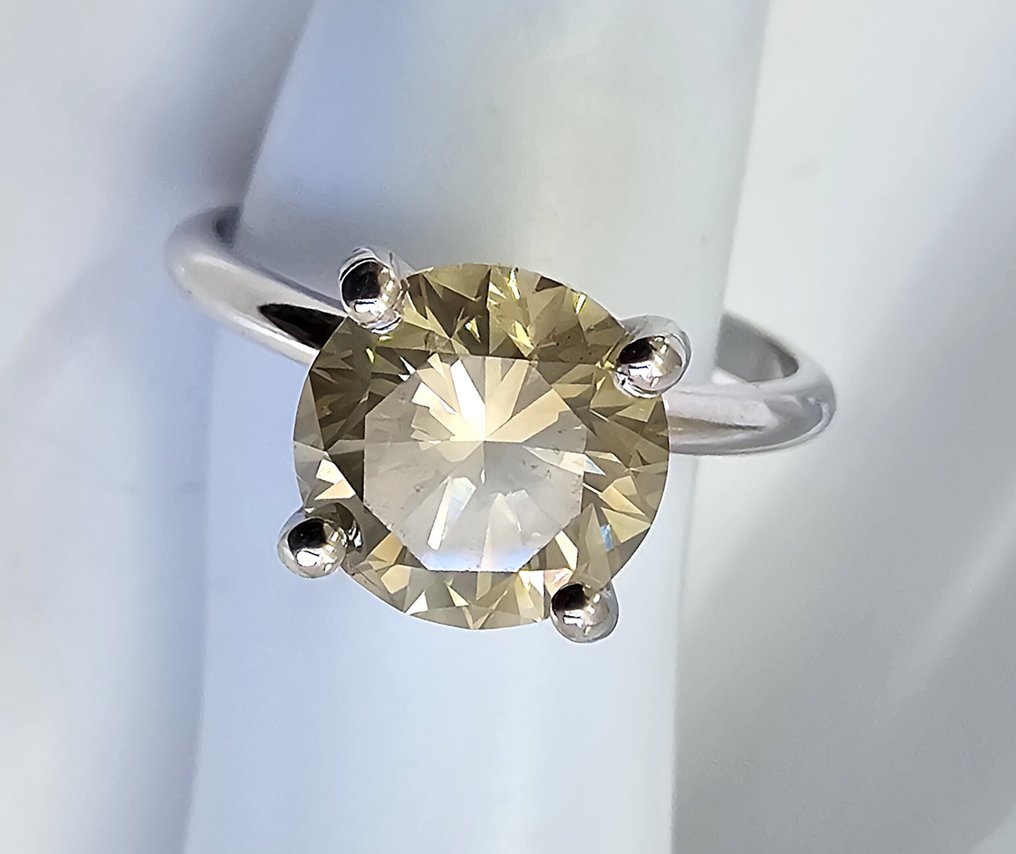 χωρίς τιμή ασφαλείας - Δαχτυλίδι - 14 καράτια Λευκός χρυσός -  2.71ct. tw. Διαμάντι (Φυσικό) - Διαμάντι - Fancy Gray Yellow #2.1