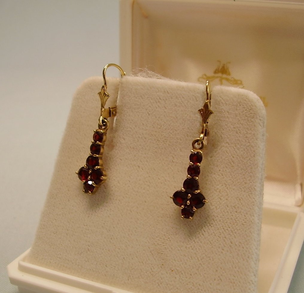 没有保留价 - 耳环 - 8K包金 黄金 -  3.00ct. tw. 石榴石 - 1890/1900年左右的波希米亚 #3.2