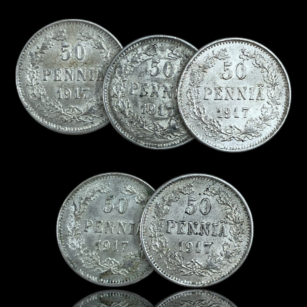 芬蘭. 5 x  50 Penniä 1917 1917  (沒有保留價) #1.0