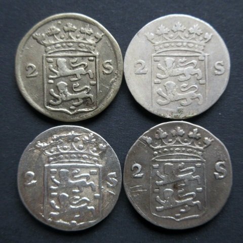 Netherlands, West Friesland. Zilveren 2 Stuivers of Dubbele Wapenstuivers 1767-1792 (4 stuks) (No reserve price) #1.0