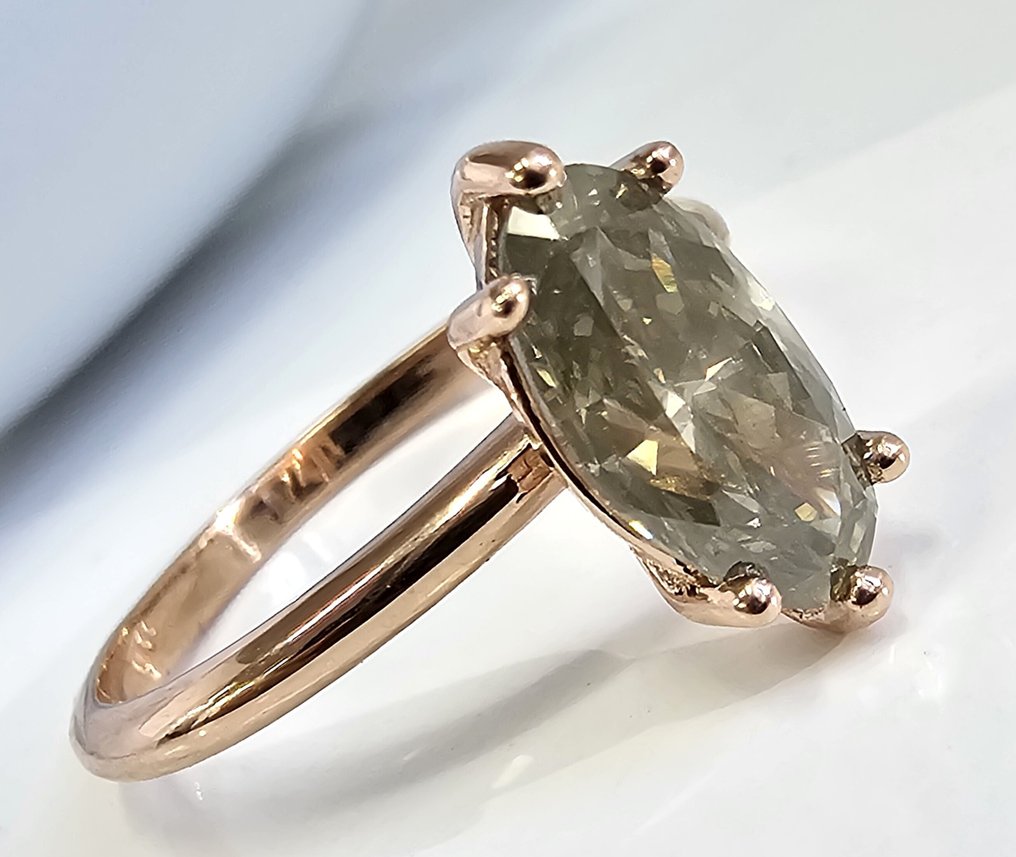 没有保留价 - 戒指 - 14K包金 玫瑰金 -  1.50ct. tw. 钻石 (天然) - 钻石 - 花哨的灰色、绿色和黄色 #2.1