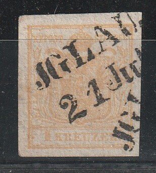 Αυστρία 1850 - Με 1 kreuzer με τυπωμένο στην πίσω πλευρά. - 1XDG #1.0