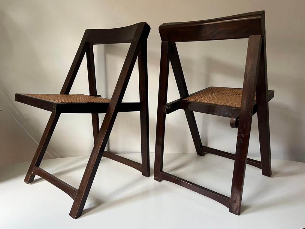 Πτυσσόμενη καρέκλα - Ξύλο, Rattan - Δύο vintage καρέκλες κλεισίματος. #2.1