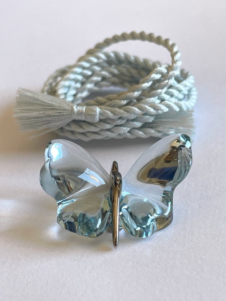 René Lalique - Papillon blue ocean - Cristal, 925. Prata. - Pingente #1.0