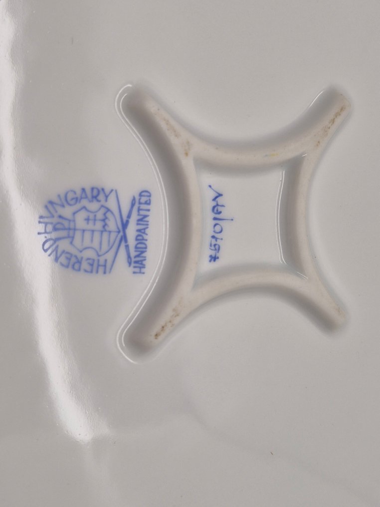 Herend - Piatto quadrato reticolato - Centre de table - Apponyi Fleurs  - Porcelaine - Bouquet chinois vert #1.0