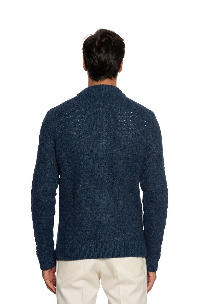 FEDELI CASHMERE RRP 1600€ Jacket Cardigan Thick 100% Open Cashmere Blue - 50 IT - Ζακέτα - New with tags #2.1