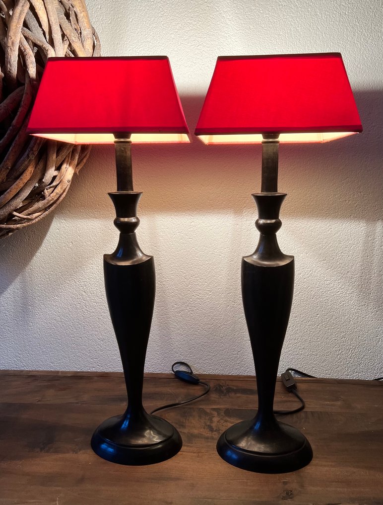 檯燈 (2) - 经典款 XL 烛台台灯，黑色/棕色金属 - Metaalsoort - 法国优雅 #3.2