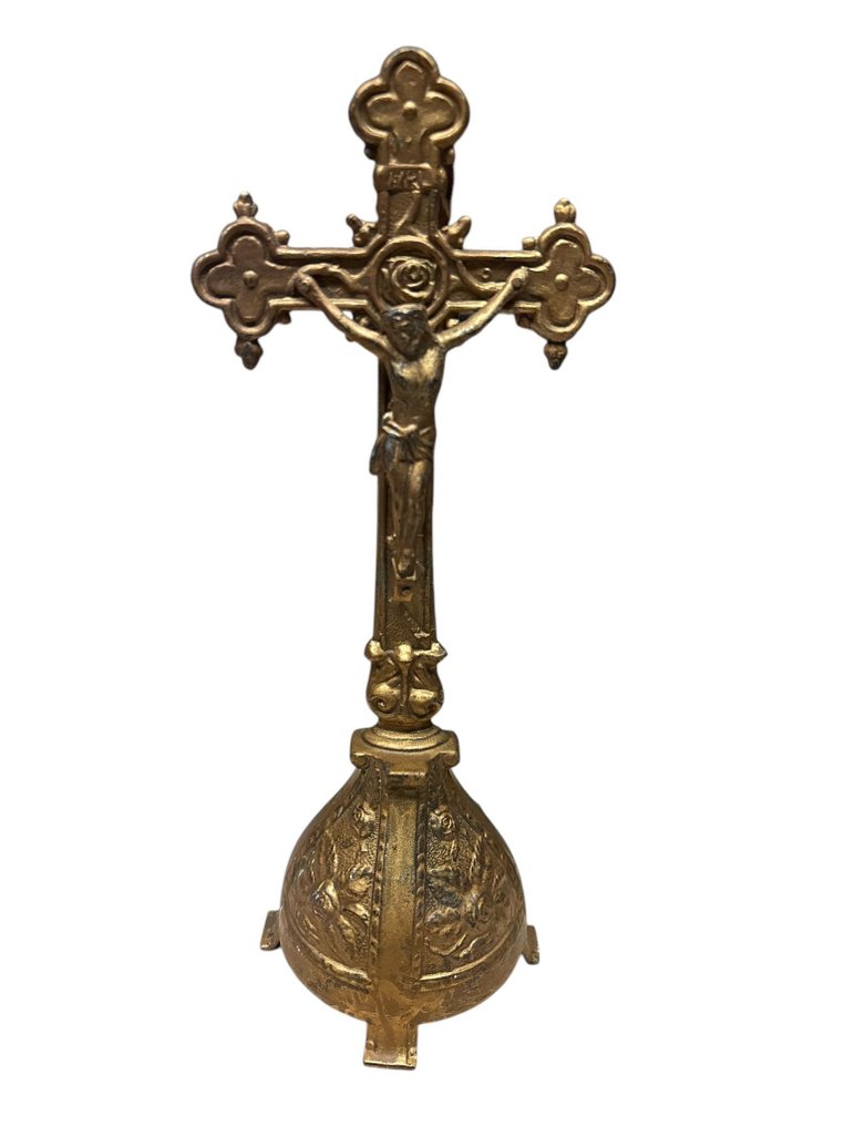  Crucifix - Alloy - Beginning of the 20th century - 30 cm  #1.0