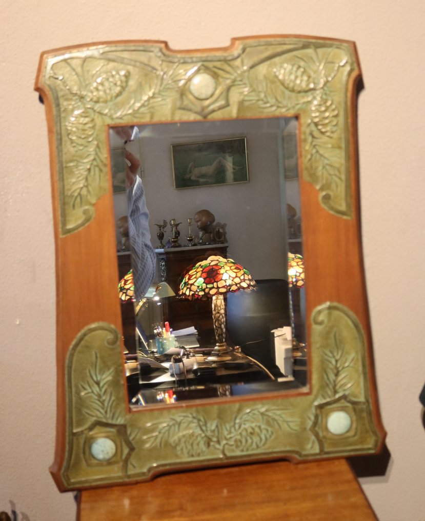 Art Nouveau - Specchio  - Legno, Vetro, Ottone #4.3
