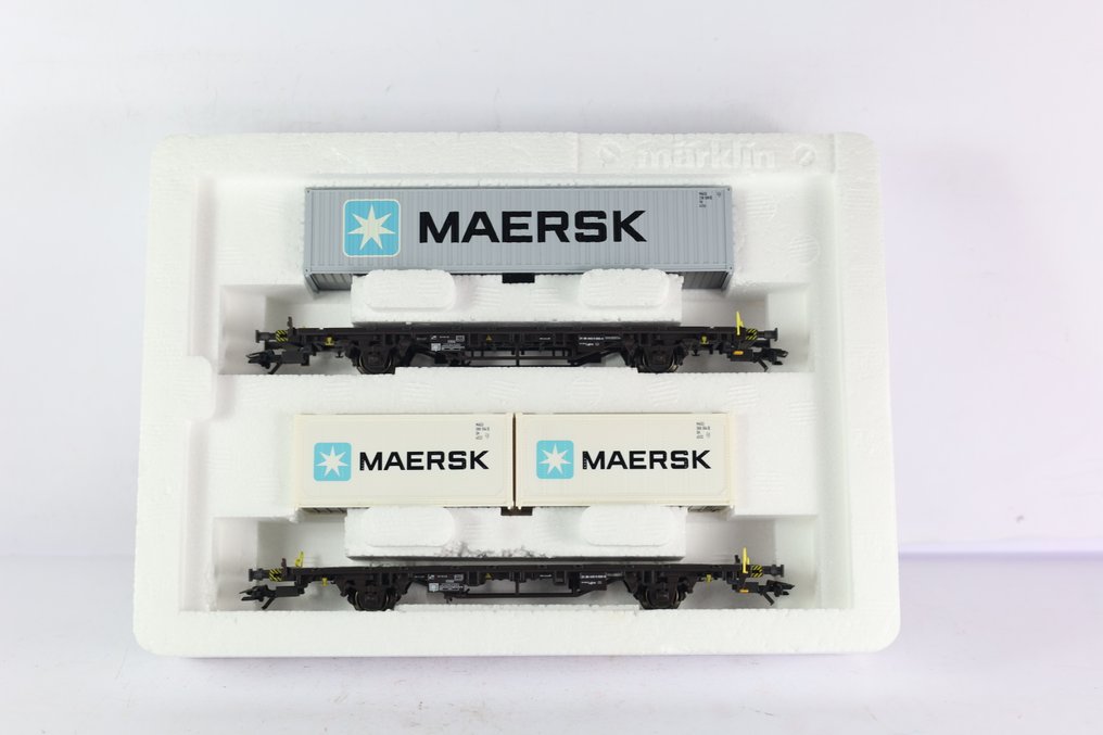 Märklin H0 - 47684 - Modelltog godsvogn-sett (1) - Sett med to containervogner 'Maersk' - DSB #2.1
