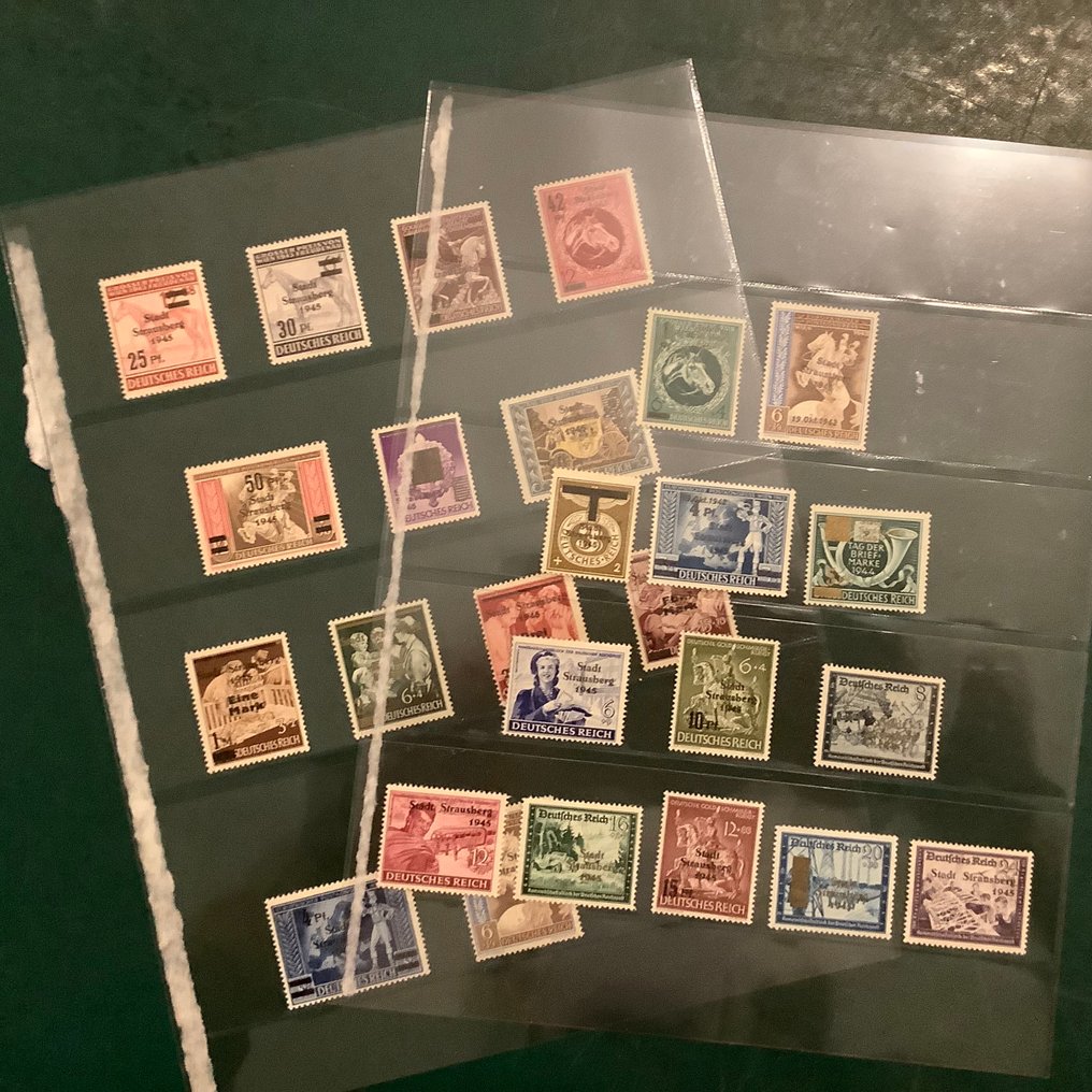 Γερμανία - Τοπικά ταχυδρομεία 1945 - Strausberg: σφραγίδες Γερμανικής Αυτοκρατορίας με τοπική εκτύπωση - μερικώς ελεγμένες - Michel 7/29 #1.0