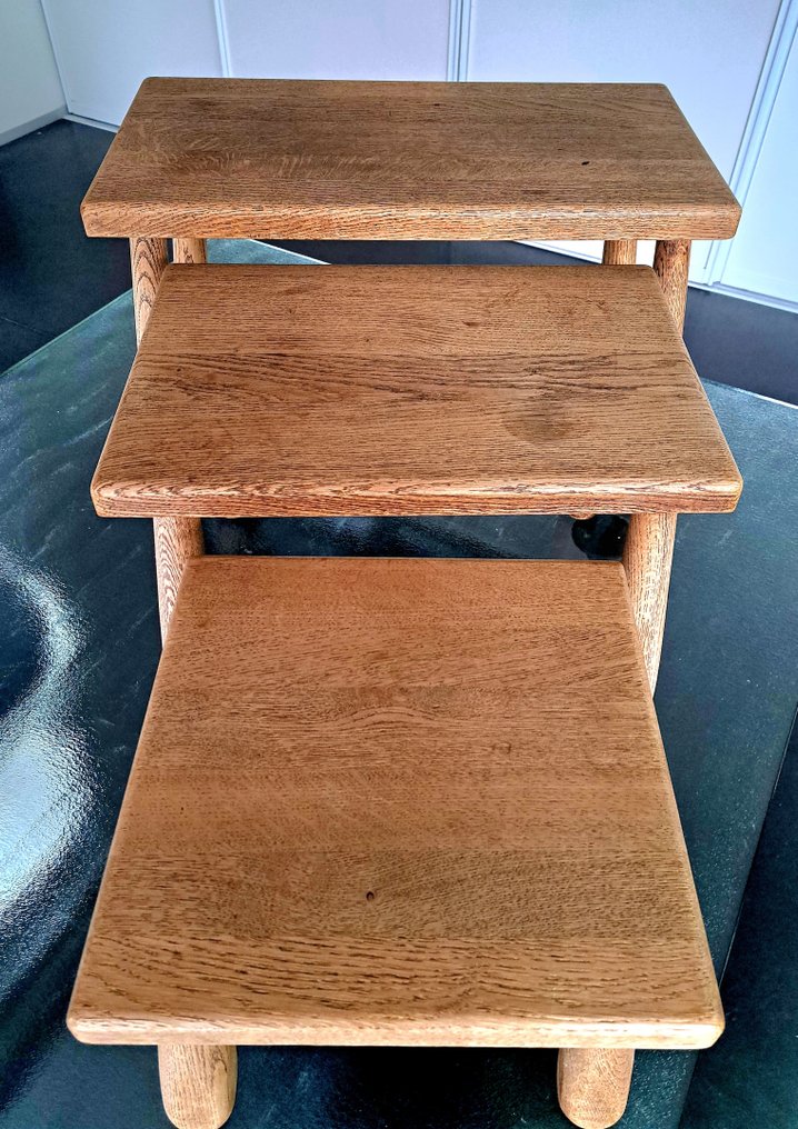 Tables gigognes - Chêne - Ensemble de trois tables d'appoint / tabourets #2.1