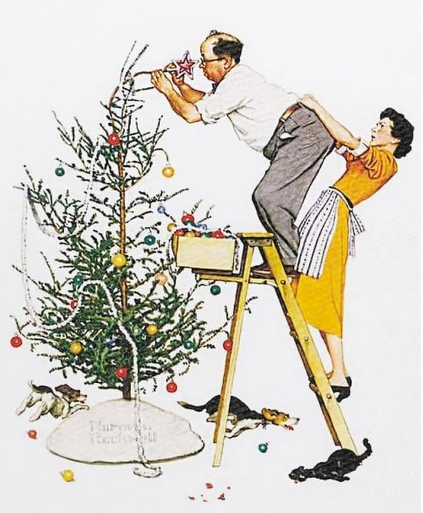 Tony Fernandez Giclée - Mickey, Minnie & Pluto Inspired by Norman Rockwell’s Holiday Scenes – Hand Signed #1.0