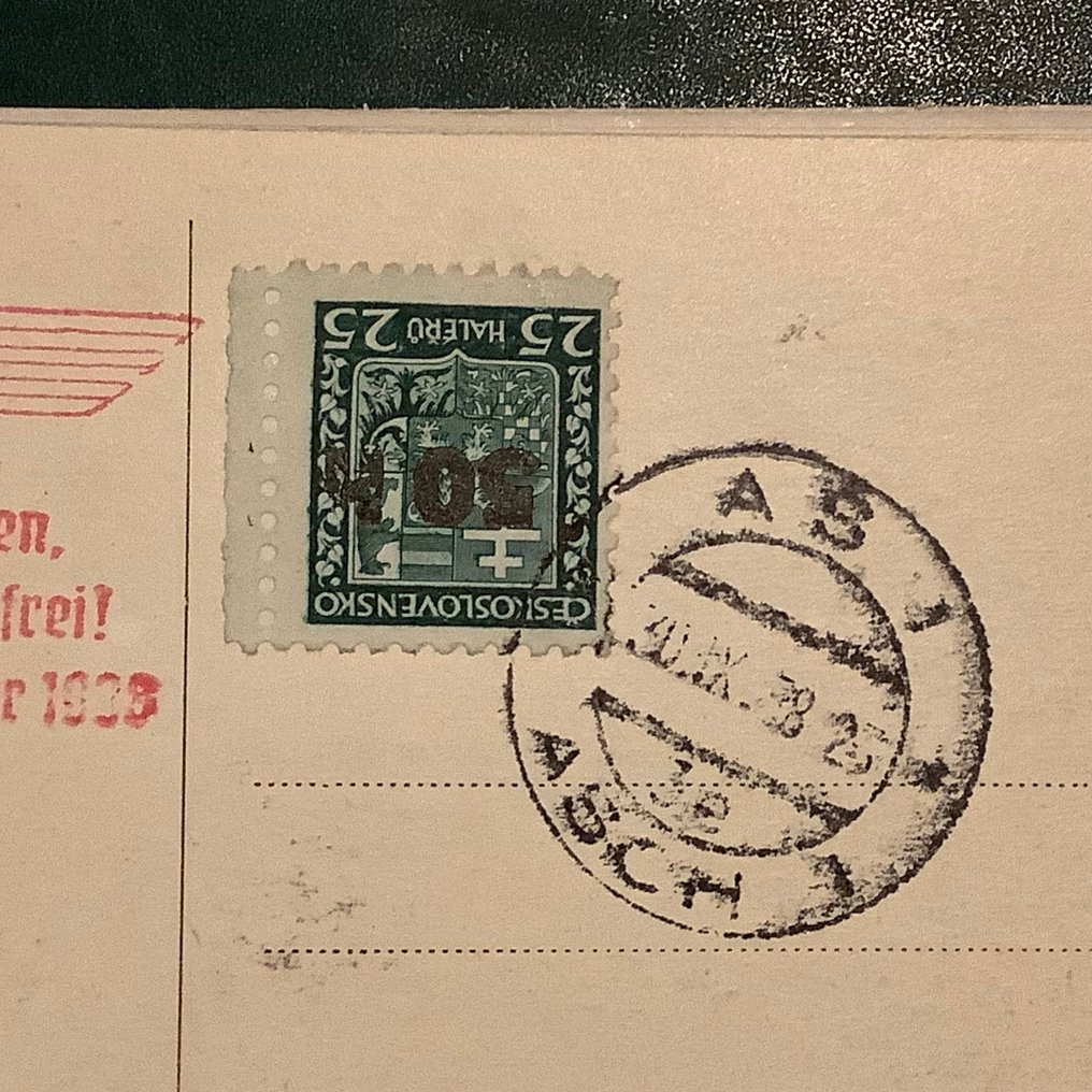 Bohemia ja Moravia 1938 - Aschin täydellinen emittointi alatyypeillä propagandakorteilla vapautuksen leimalla. - Michel 1I/II, 2/3, 4a/b en 5 #3.2