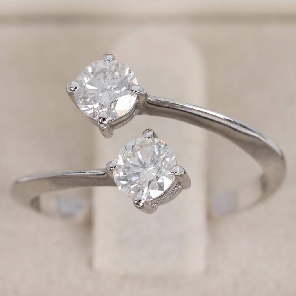 No reserve price - Ring - 14 kt. White gold -  1.03ct. tw. Diamond (Natural) - GCI #1.0