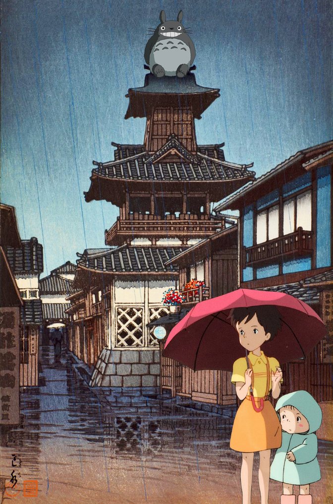 Kodo88 Giclée - Totoro & the Bell Tower Harmony 岡山の記憶 – Limited Edition (6/10) – Hand Signed #4.3