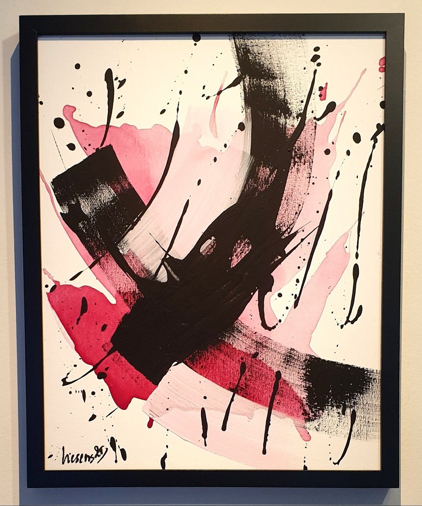 Liesens - Red Echo,  (handpainted on canvas) met lijst #1.0