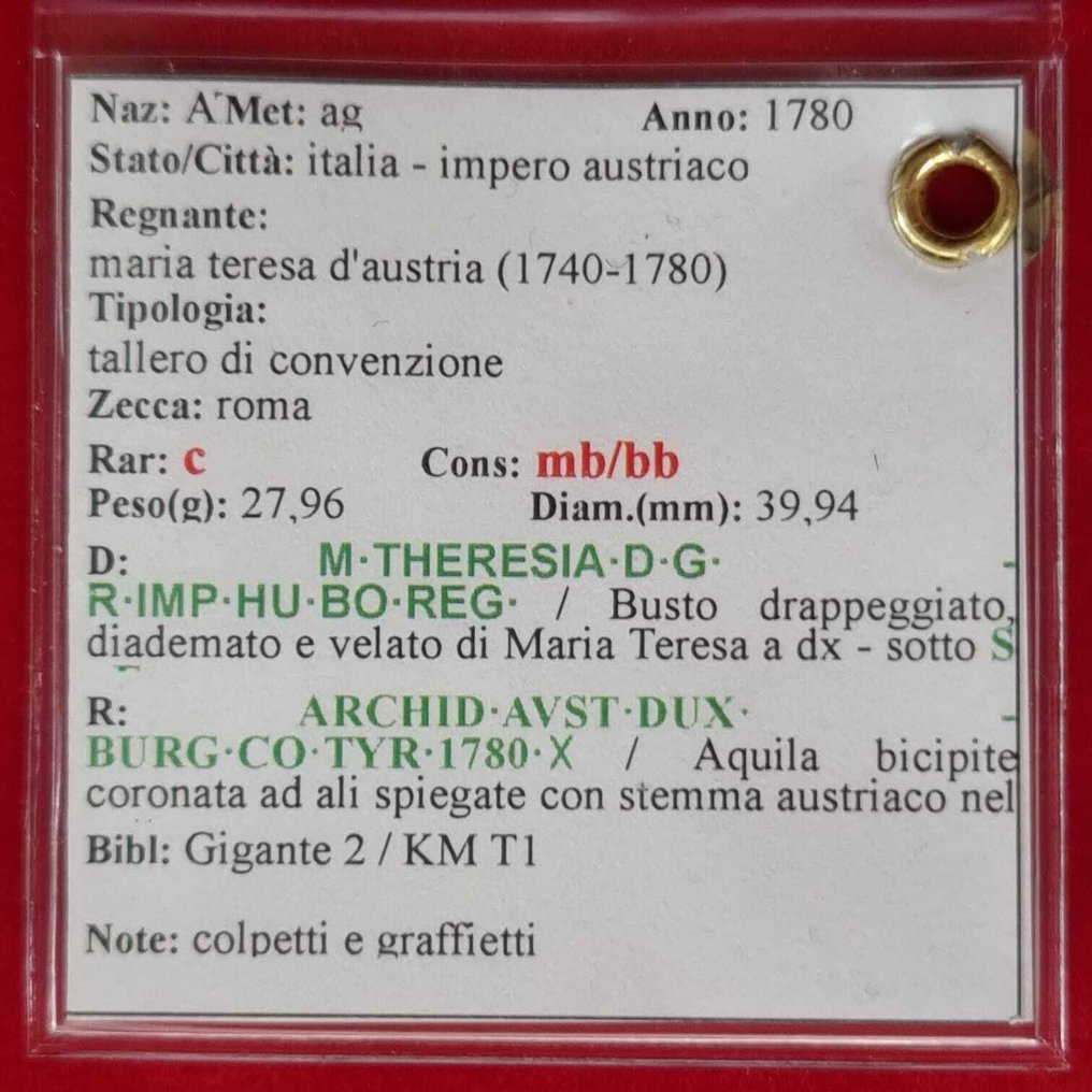 奥地利. 玛丽娅·特蕾莎. Tallero 1780 later strike  (没有保留价) #2.1