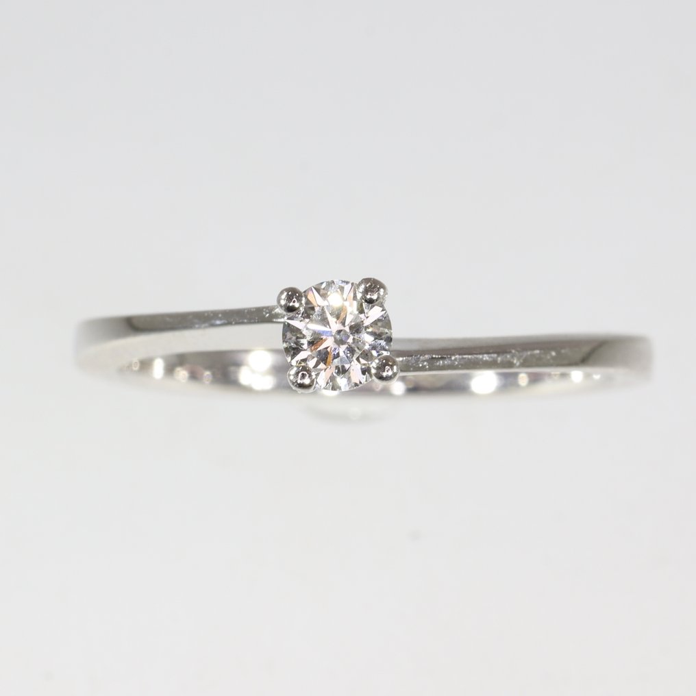 沒有保留價 - 戒指 - 18 克拉 白金 -  0.18ct. tw. 鉆石 (天然)  - 紙牌遊戲，1980 年復古款 #1.0