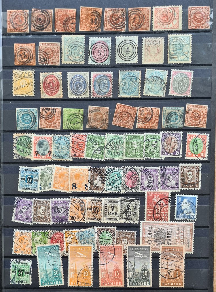 Denmark  - B329) 1851-1950 coat of arms, very fine, town cancellations on 10 photos. #1.0