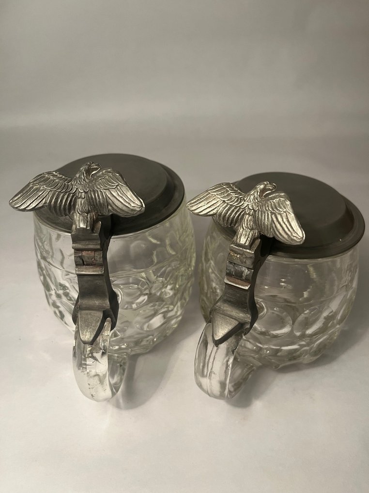 Beer mug (2) - Glass, Tin - Glass cups from the Imperial era #4.3