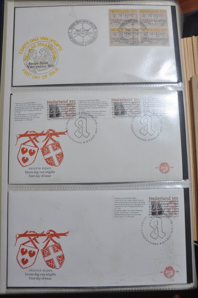 Netherlands  - A big box full of FDCs with blocks of 4, Jubilea covers, Molenreeks, and more in various albums. #3.2