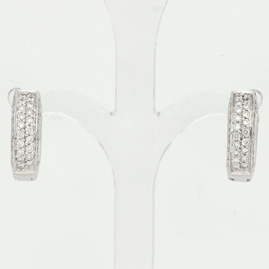 Σκουλαρίκια - 14 καράτια Λευκός χρυσός Διαμάντι (Φυσικό)  #1.0