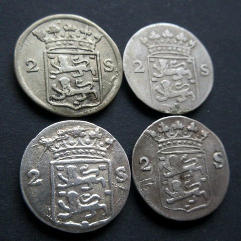 Netherlands, West Friesland. Zilveren 2 Stuivers of Dubbele Wapenstuivers 1767-1792 (4 stuks) (No reserve price) #2.1
