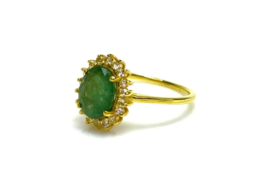 Ohne mindestpreis - Stapelring Silber -  2.08ct. tw. Smaragd - Topas - Natürlicher Smaragd-Ring #1.0