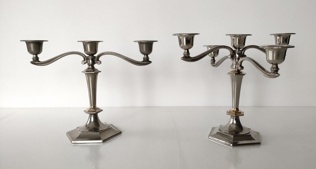 Solingen SBS - Candlestick 5 fires and 2 fires (2) - Silver finish, gold finish #1.0