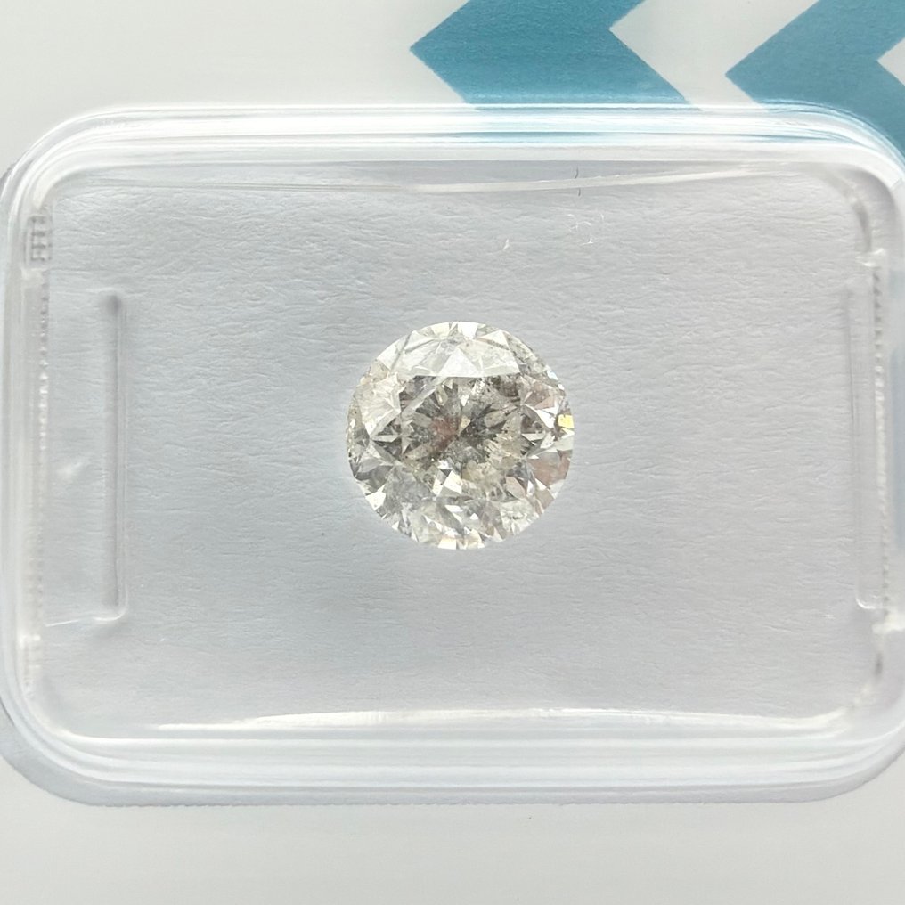 沒有保留價 - 1 pcs 鑽石 (天然) - 1.28 ct - 圓形 - H(次於白色的有色鑽石) - I2 - 國際寶石學院(International Gemological Institute (IGI)) #3.2