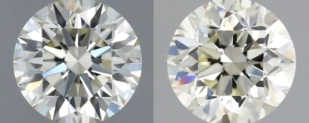 没有保留价 - 2 pcs 钻石  (天然)  - 0.60 ct - 圆形 - J - VS1 轻微内含一级 - 国际宝石研究院（IGI） - 匹配的对 #1.0
