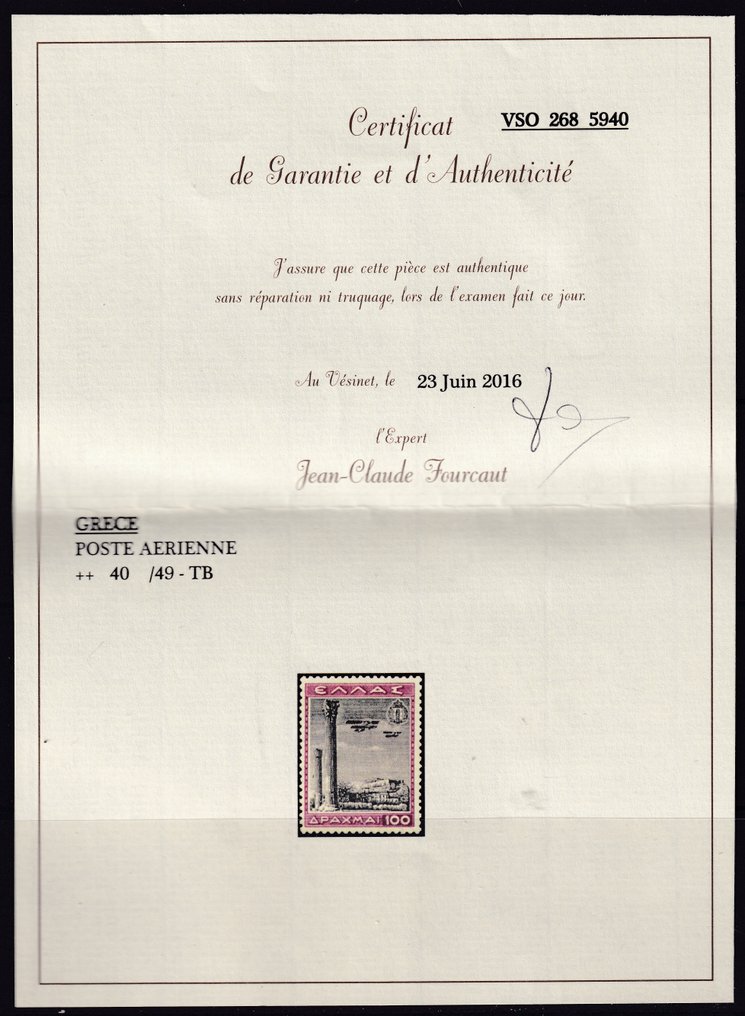 Greece 1940 - Airmail issues. Certificate: Jean-Claude Fourcaut. - Michel: 437/446 #3.2