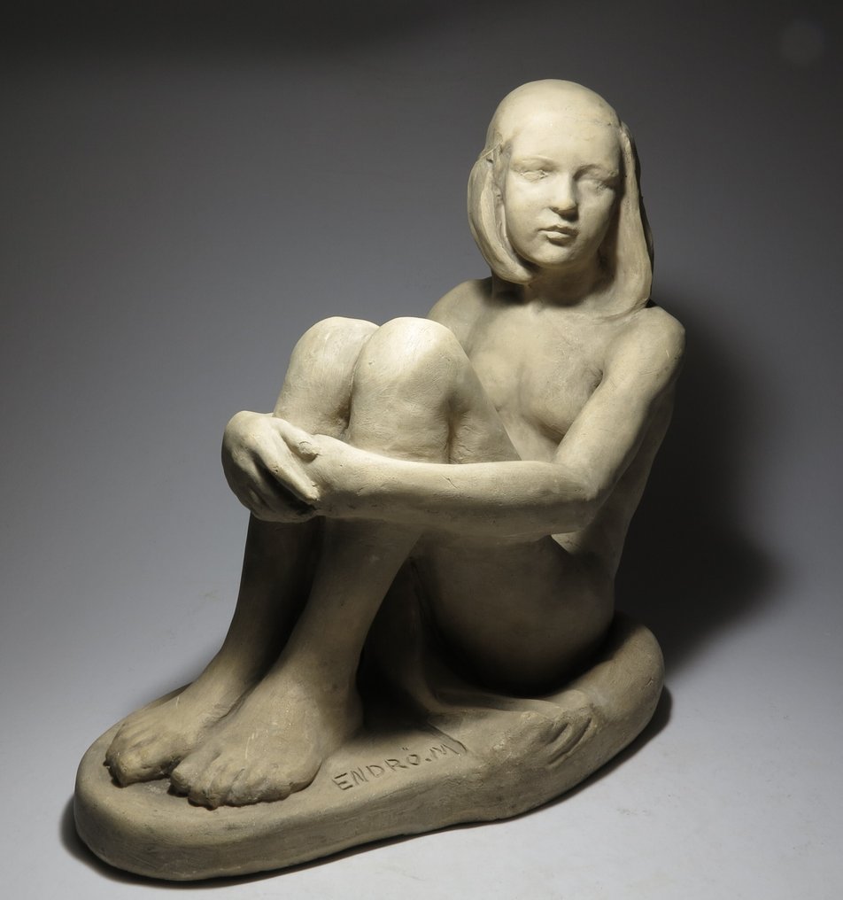 Margit Endrő - Γλυπτό, Art Deco Lady Sculpture - 25 cm - Terracotta - 1920 #1.0