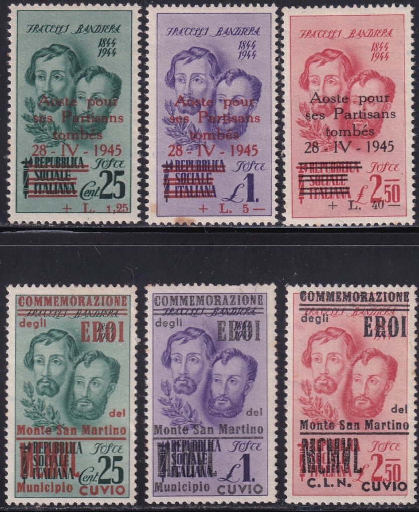 CLN 1945 - Εκπομπές από το Τορίνο + Κούβιο + Αόστα. Συλλογή 23 διαφορετικών τιμών. #1.0