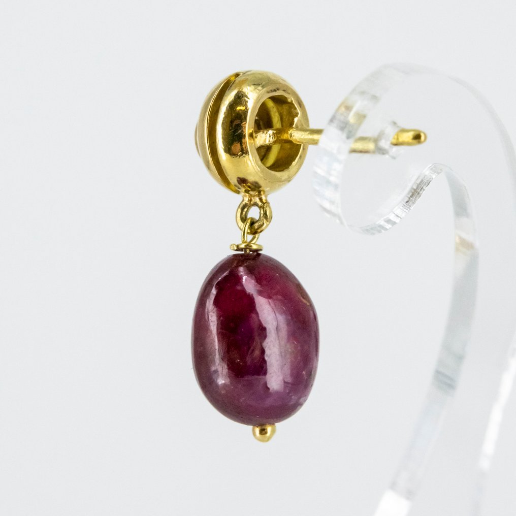 耳环 - 18K包金 黄金 红宝石 - 钻石 #4.3