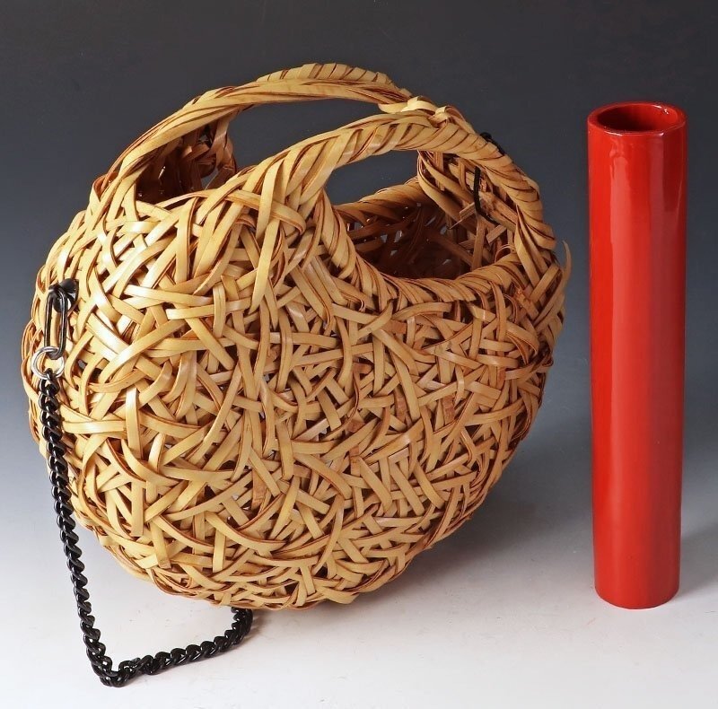 Tsubotsubo Bamboo Basket Flower Container - Hounsai Style - Bamboo - 玄斎 Gensai - Japan - 1900-2000 #1.0