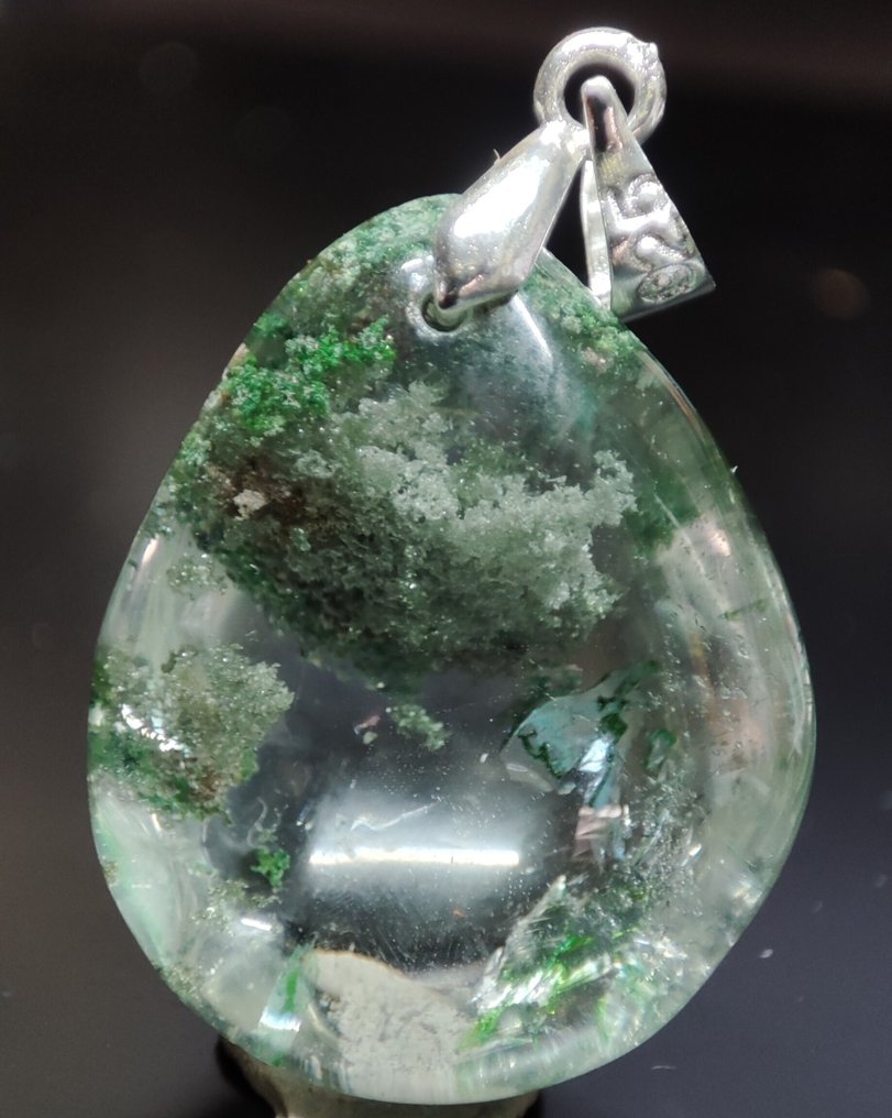 Pingente de Cristal Phantom Quartz Muito Bonito, Prendedor de Prata 925 com Argola de Aperto, Frete - Pingente #4.3