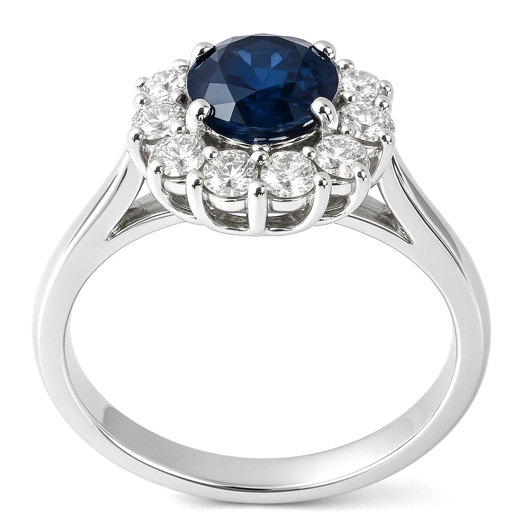 Δαχτυλίδι - 18 καράτια Λευκός χρυσός - 1.05ct. tw. Ζαφείρι - Διαμάντι #3.2