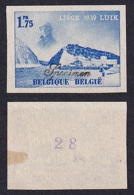 比利时 1938 - ONGETAND 国际水展在卢森堡举行,展出“Specimen”——稀有品,限量200件。 - OBP 484/87 #2.1