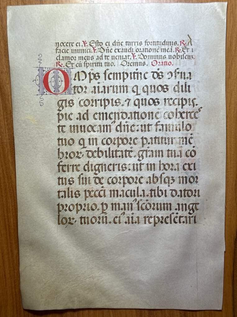 Italian scriptorium of the Middle Ages - Breviary illuminated leaf on vellum Italy 8 initials in red and blue colours - 1450 #2.1