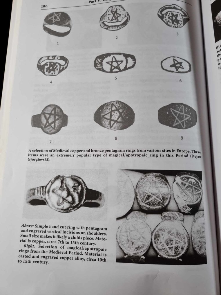 Early medieval Stunning bronze pentagram seal Ring  (No reserve price) #4.3